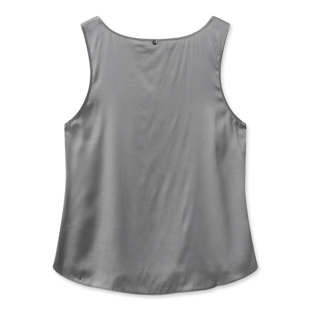 Astrid V-Neck Silk Tank Top - Sharkskin