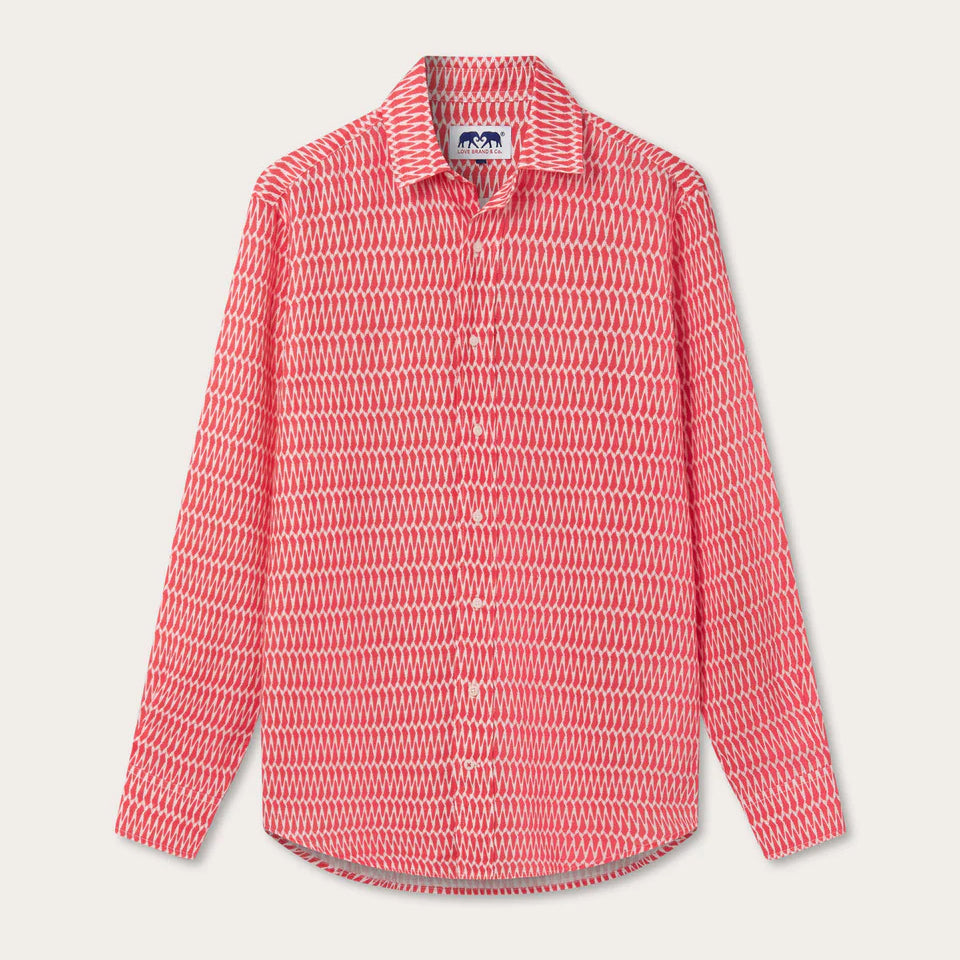 Abaco Printed Linen Shirt - Hot As Shell