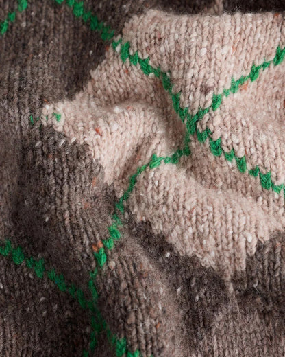 Abile Argyl Cardigan - Green Ecru