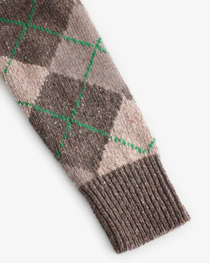 Abile Argyl Cardigan - Green Ecru