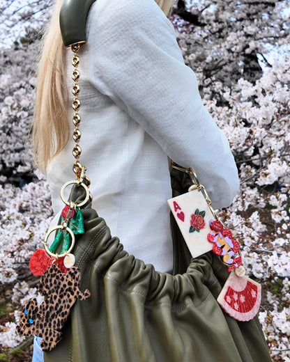 Ace Of Hearts Keyring - Cream/Red