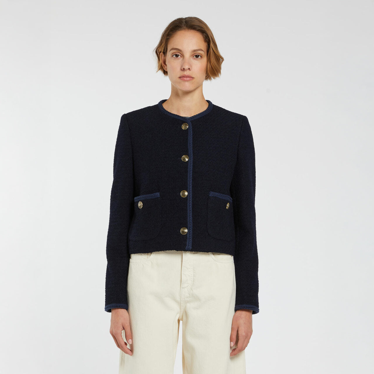 Afona Short Braided Jacket - Navy