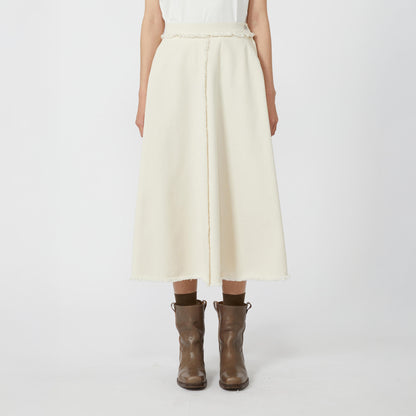 Alvaro Frayed Denim Skirt - Ecru