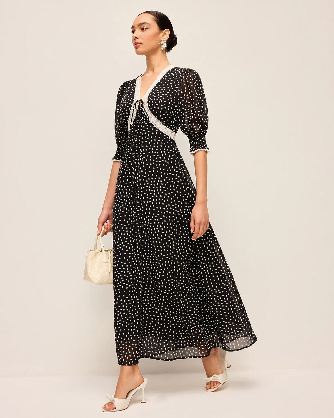 Amina Dress Layla Dot - Navy