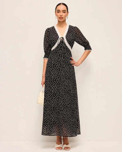 Amina Dress Layla Dot - Navy