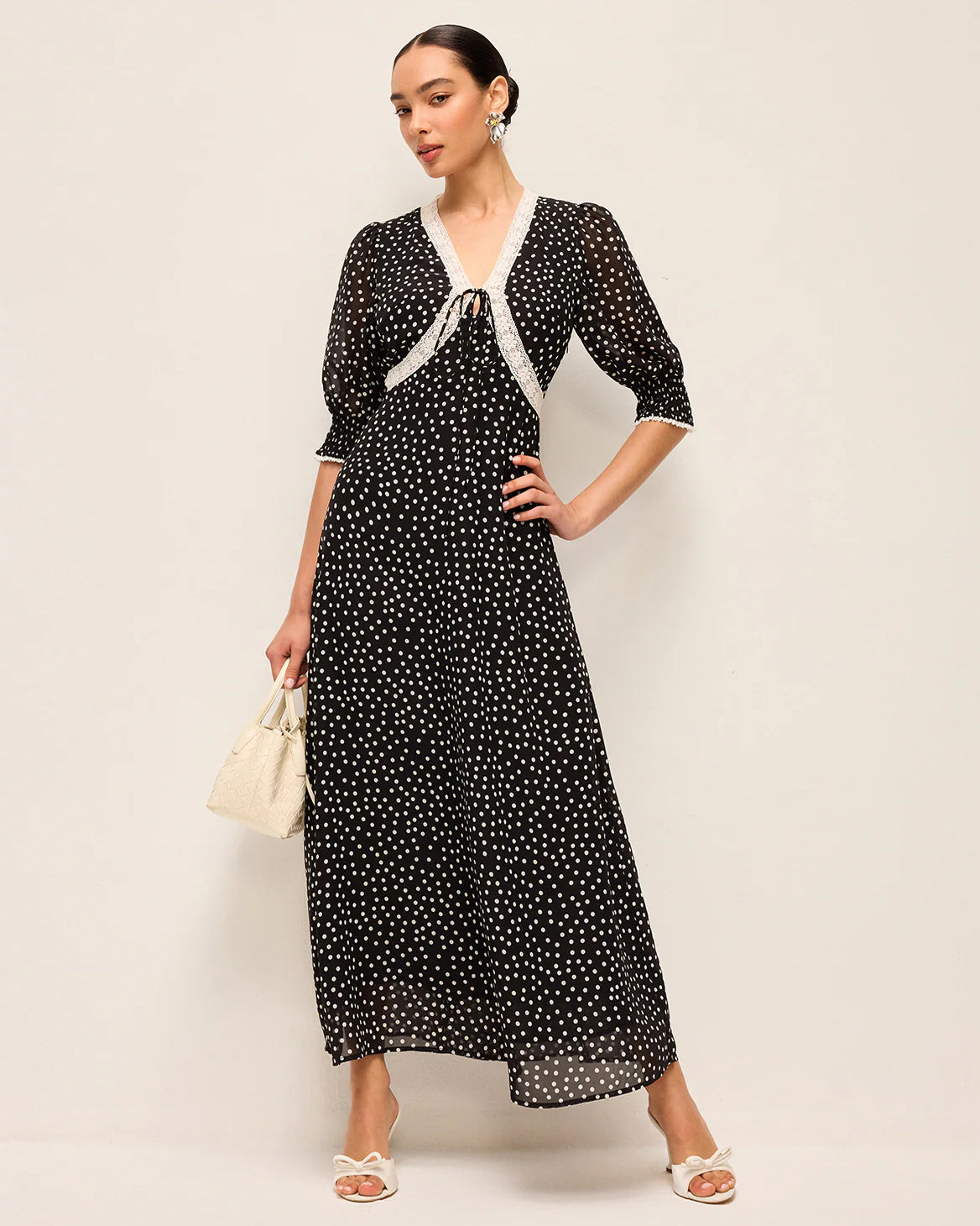 Amina Dress Layla Dot - Navy