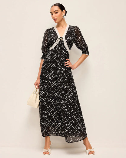 Amina Dress Layla Dot - Navy