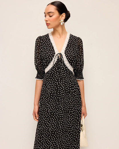 Amina Dress Layla Dot - Navy