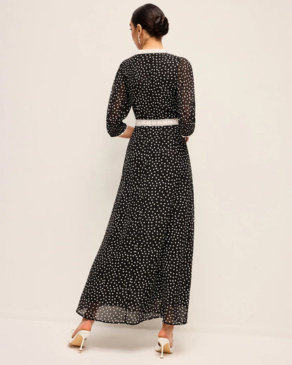 Amina Dress Layla Dot - Navy