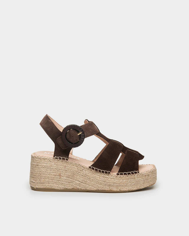 Espadrille Buckle Sandal - Cafe Brown