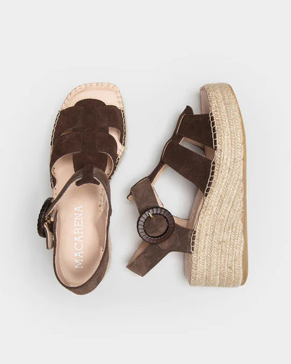 Espadrille Buckle Sandal - Cafe Brown