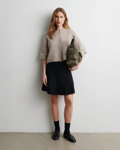 Andrea Knit Rib Cardigan - Light Beige Melange