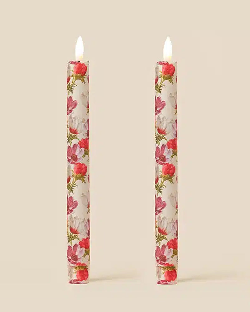 Anemone Folly Flameless Led Taper Candle - Parchment