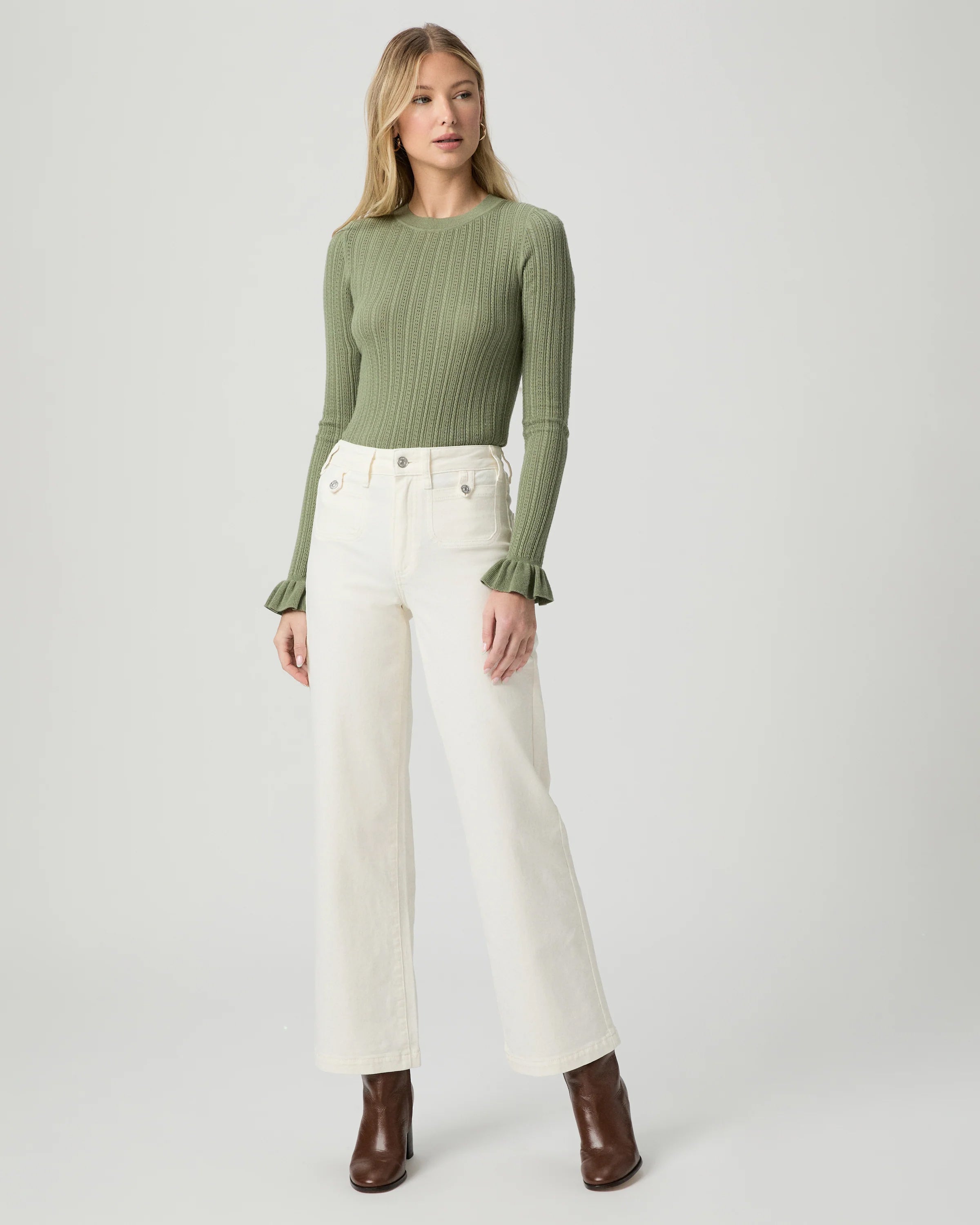 Anessa 31 in Rounded Inset Pockets - Tonal Ecru