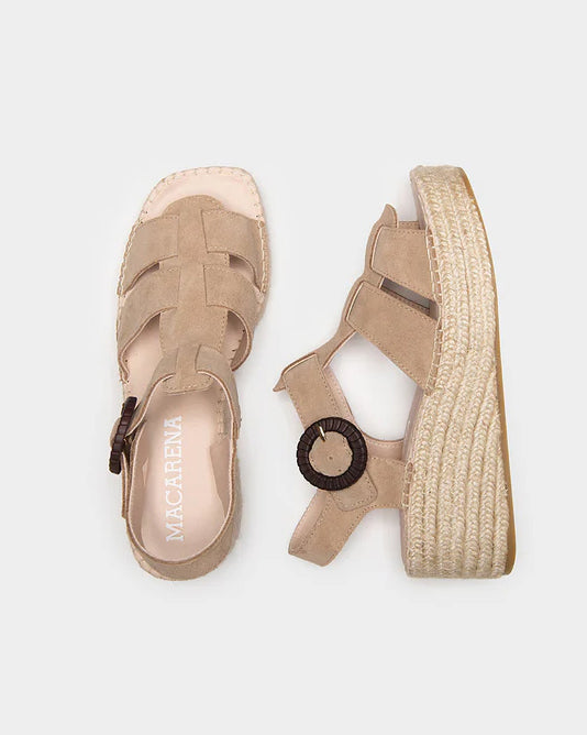 Espadrille Buckle Sandal - Beige