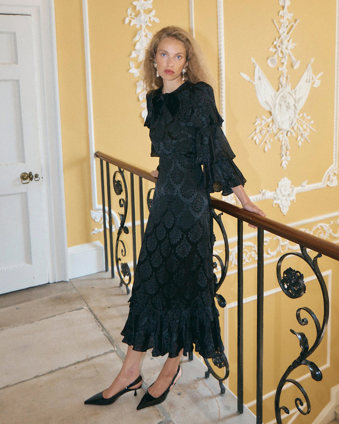 Anjelica Frill Sleeve Dress - Black