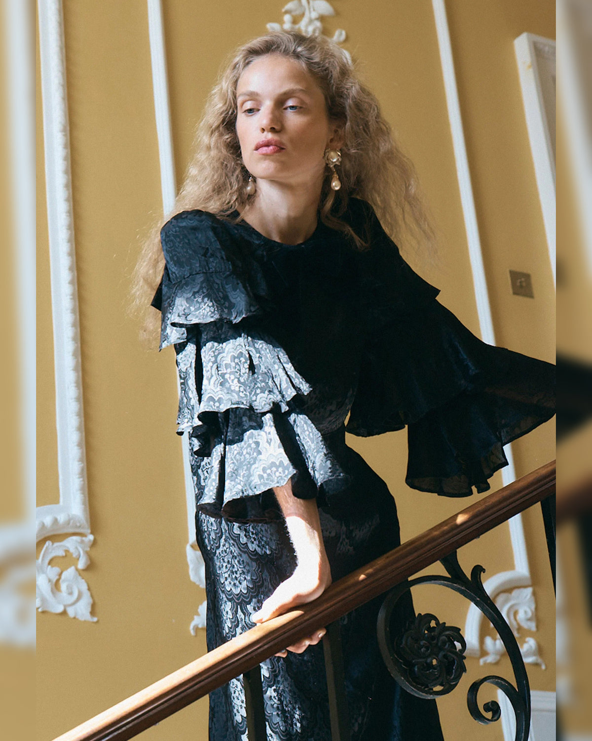Anjelica Frill Sleeve Dress - Black
