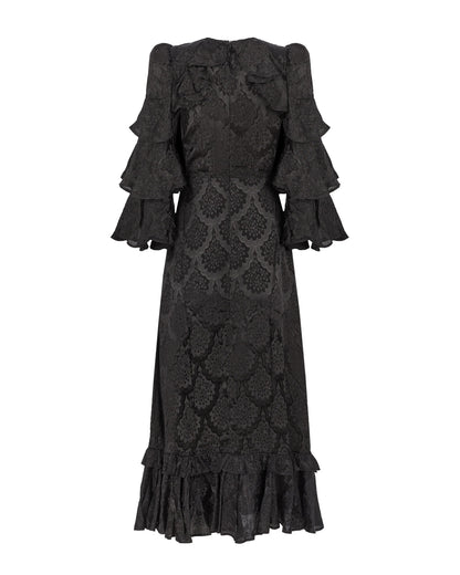 Anjelica Frill Sleeve Dress - Black