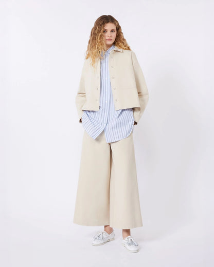 Ariete Cotton Wide Leg Trousers - Sand