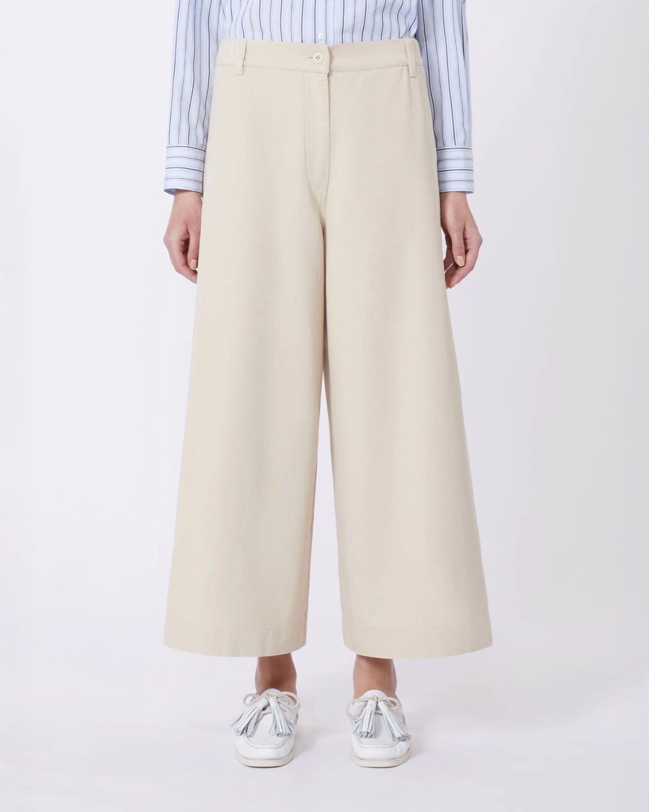 Ariete Cotton Wide Leg Trousers - Sand