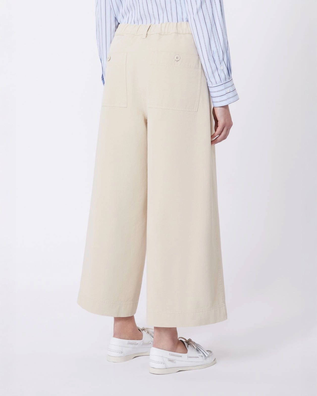 Ariete Cotton Wide Leg Trousers - Sand