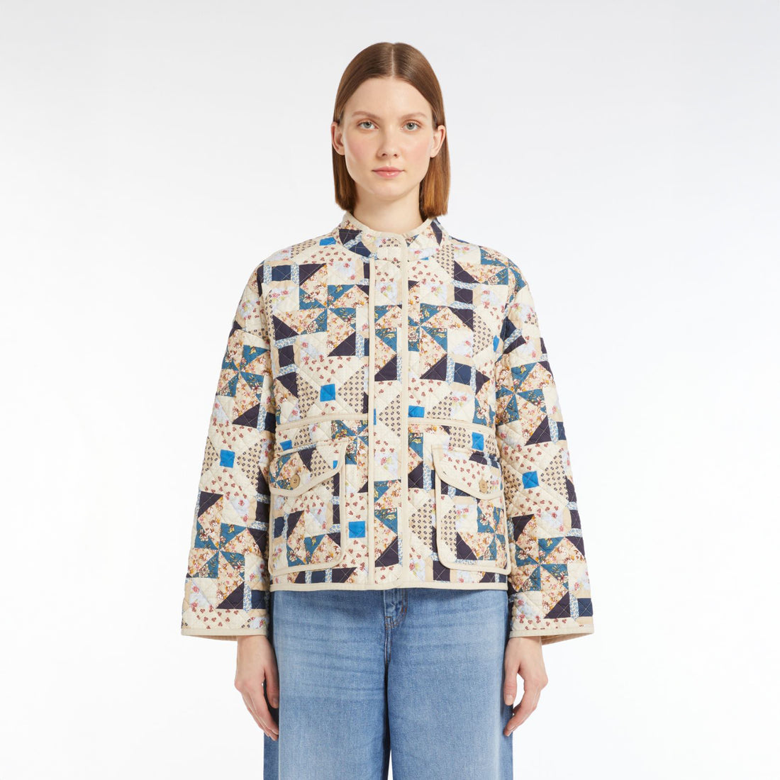 Arizia Patchwork Short Jacket - Beige