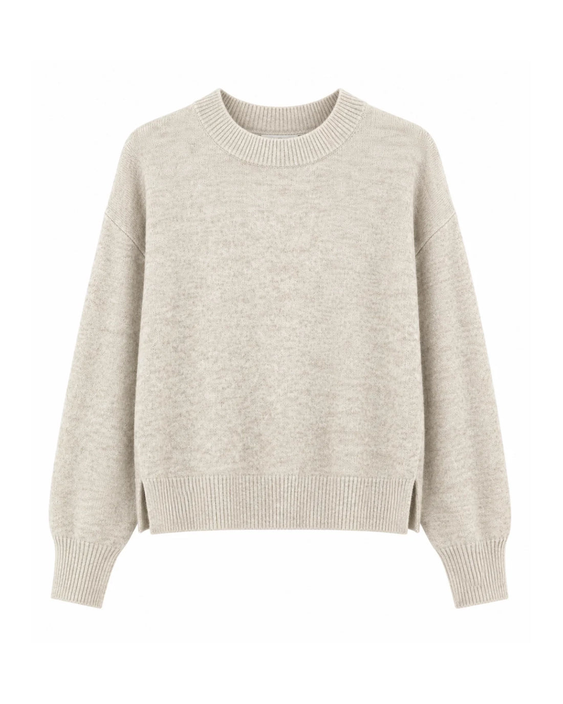 Aurora Long Sleeve Round Neck Jumper - Mottled Beige