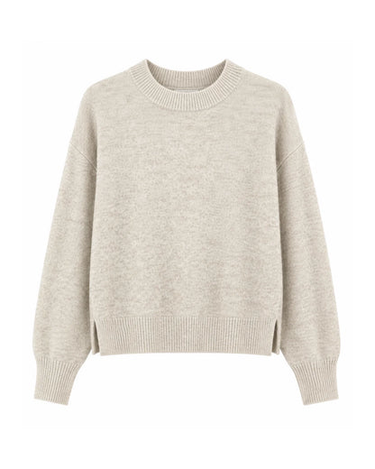 Aurora Long Sleeve Round Neck Jumper - Mottled Beige