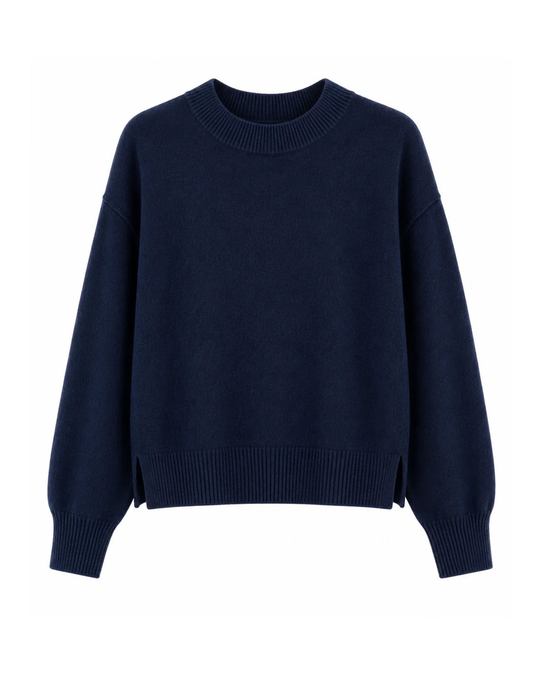 Aurora Long Sleeve Round Neck Jumper - Navy Blue