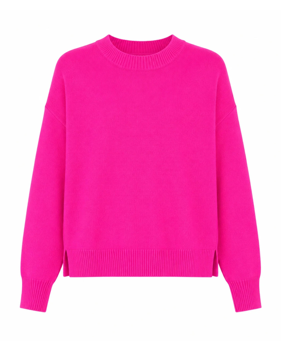 Aurora Long Sleeve Round Neck Jumper - Neon Pink
