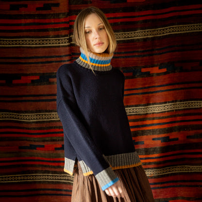 Bailey Roll Neck Jumper - Navy