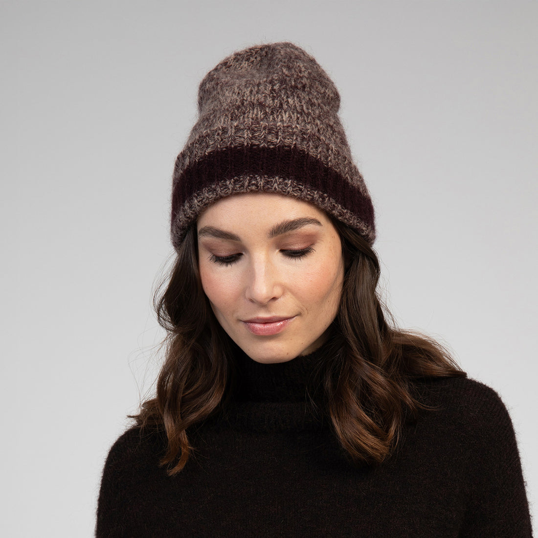 Bazam Stripe Marl Hat - Mulberry Chine