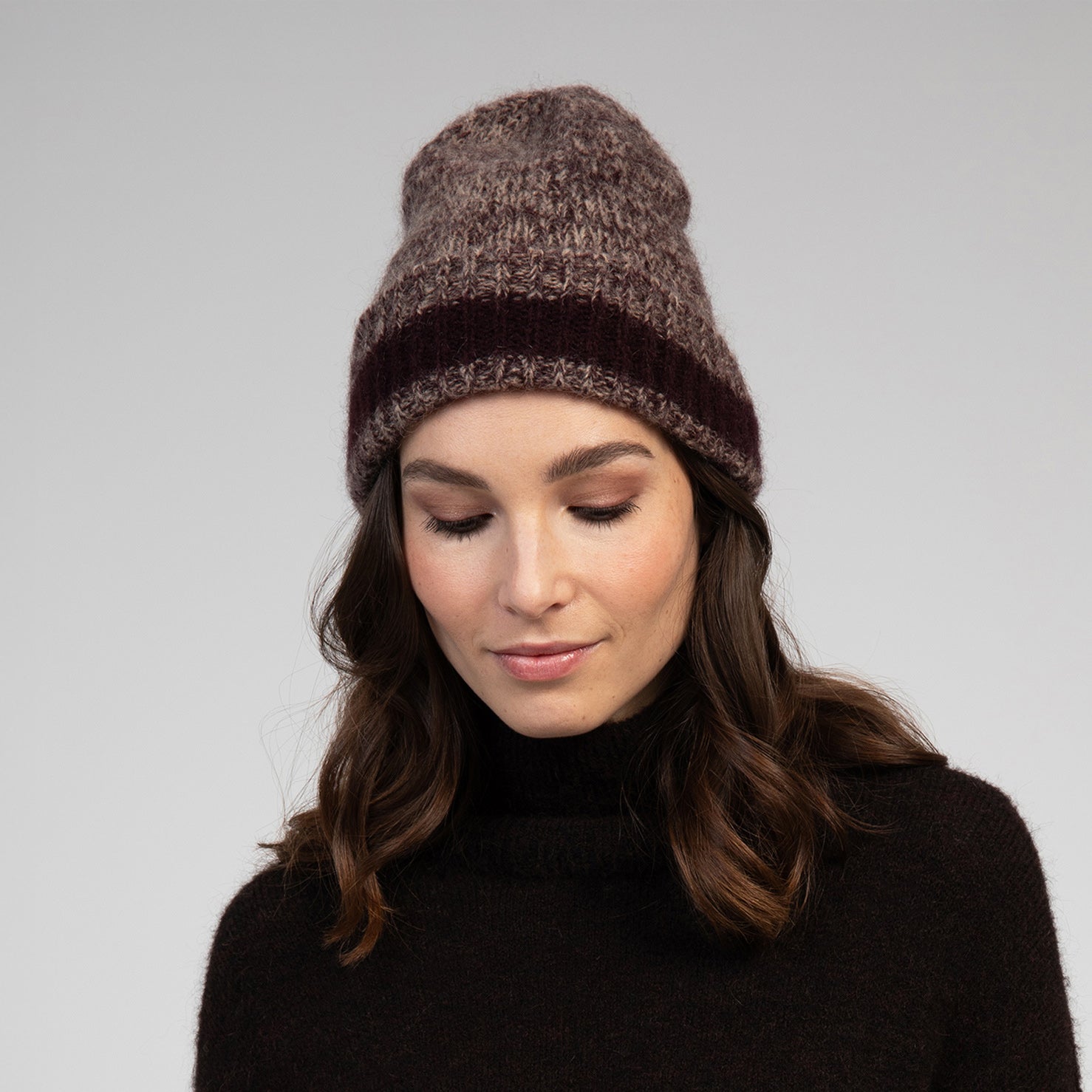 Bazam Stripe Marl Hat - Mulberry Chine