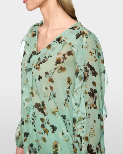 Floral Print Shirt - Turquoise