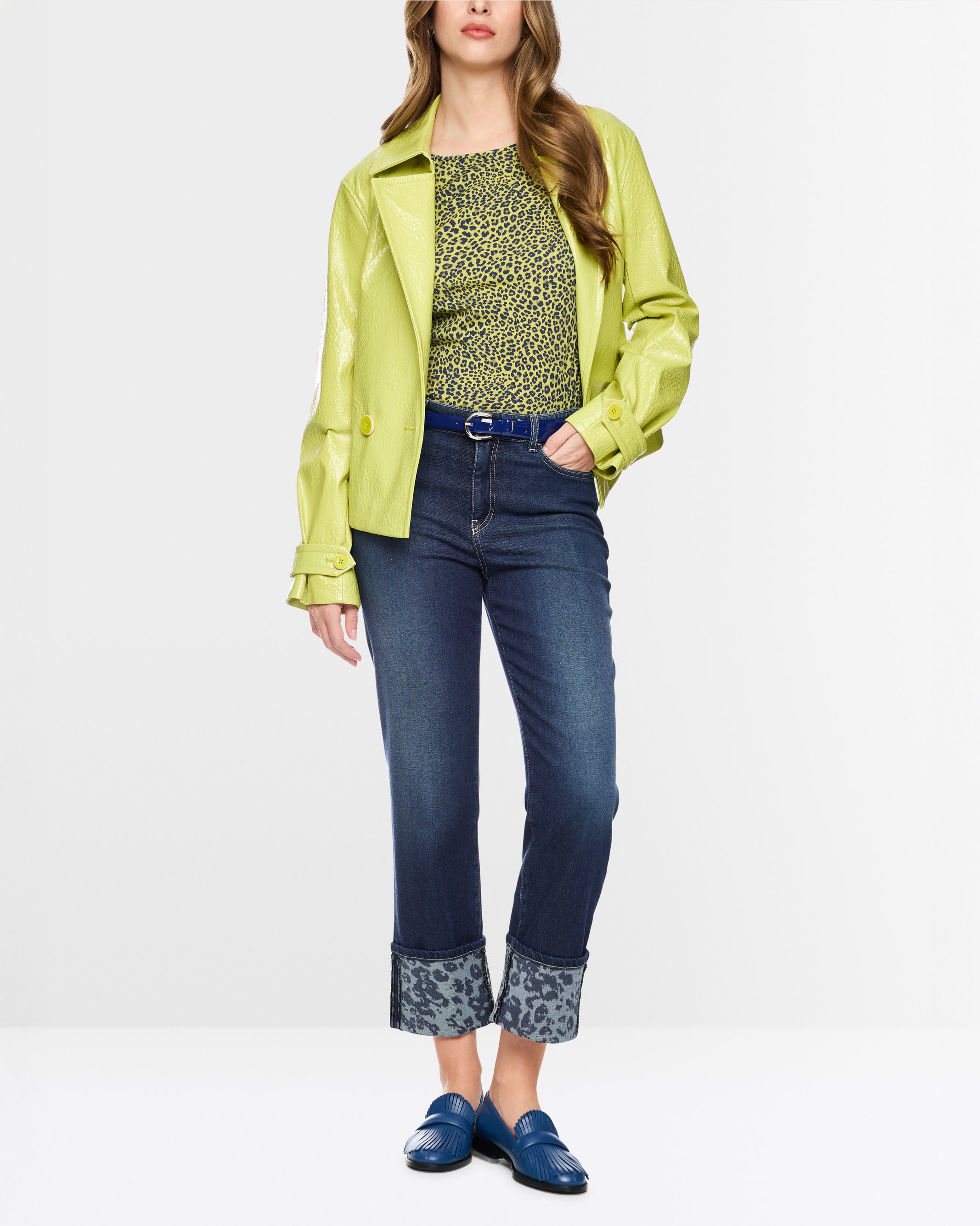 Fendou Jean Leopard Turn Up - Denim