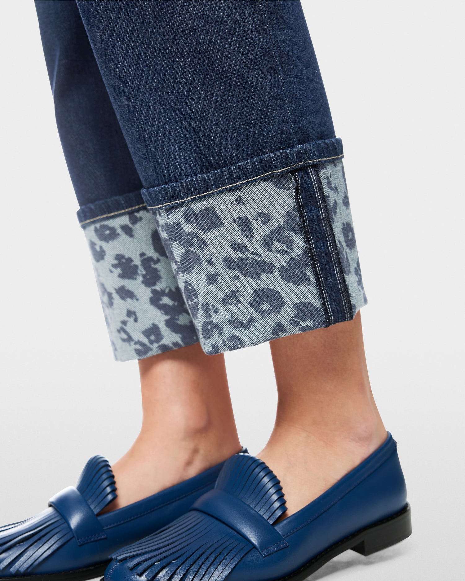 Fendou Jean Leopard Turn Up - Denim
