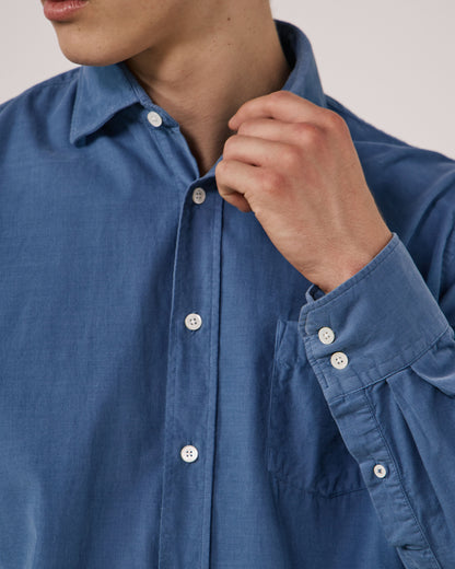 Paul Pat Fine Cord Shirt - Cobalt
