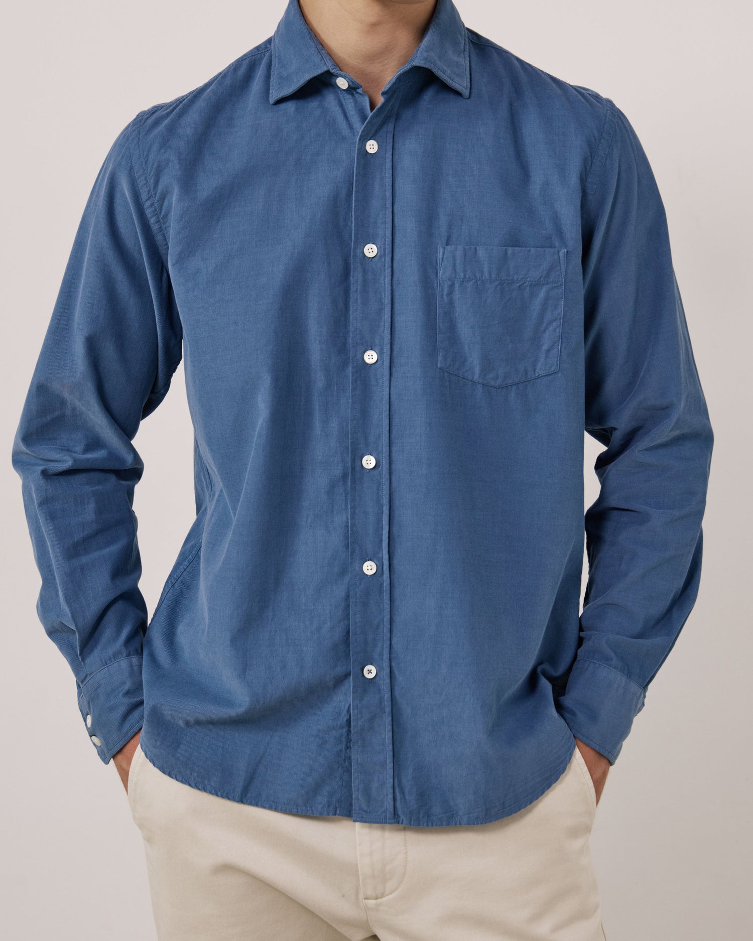 Paul Pat Fine Cord Shirt - Cobalt