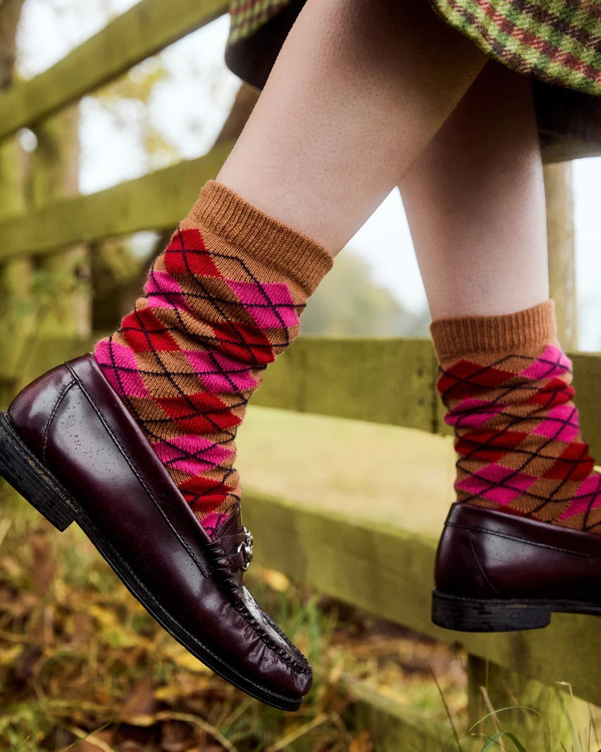 Cashmere Argyle Socks - Caramel