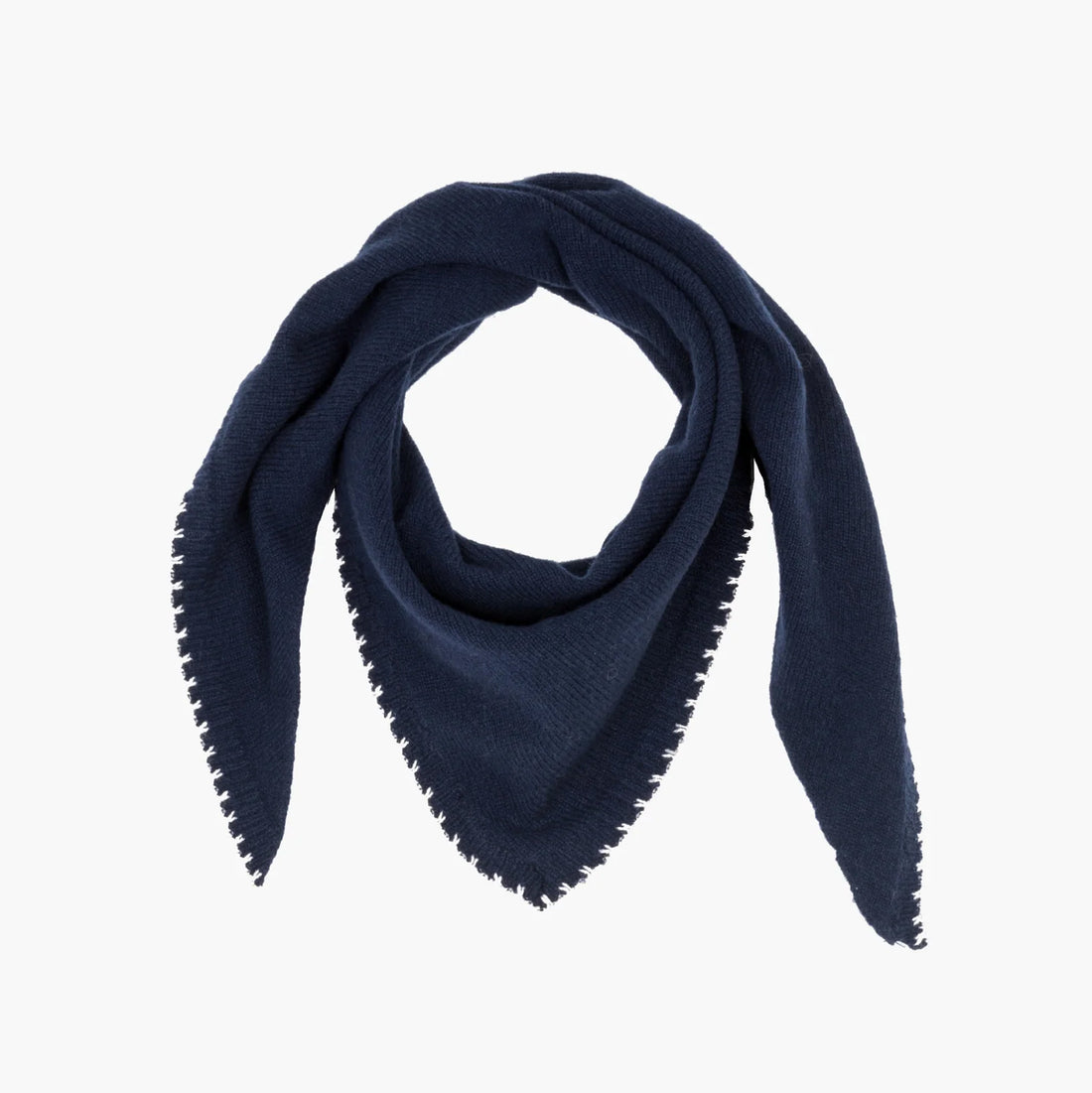 Boro Blanket Stitch Triangle Scarf - Navy/Greige