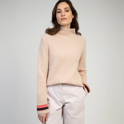 Bregan Stripe Trim Turtle Neck - Shell