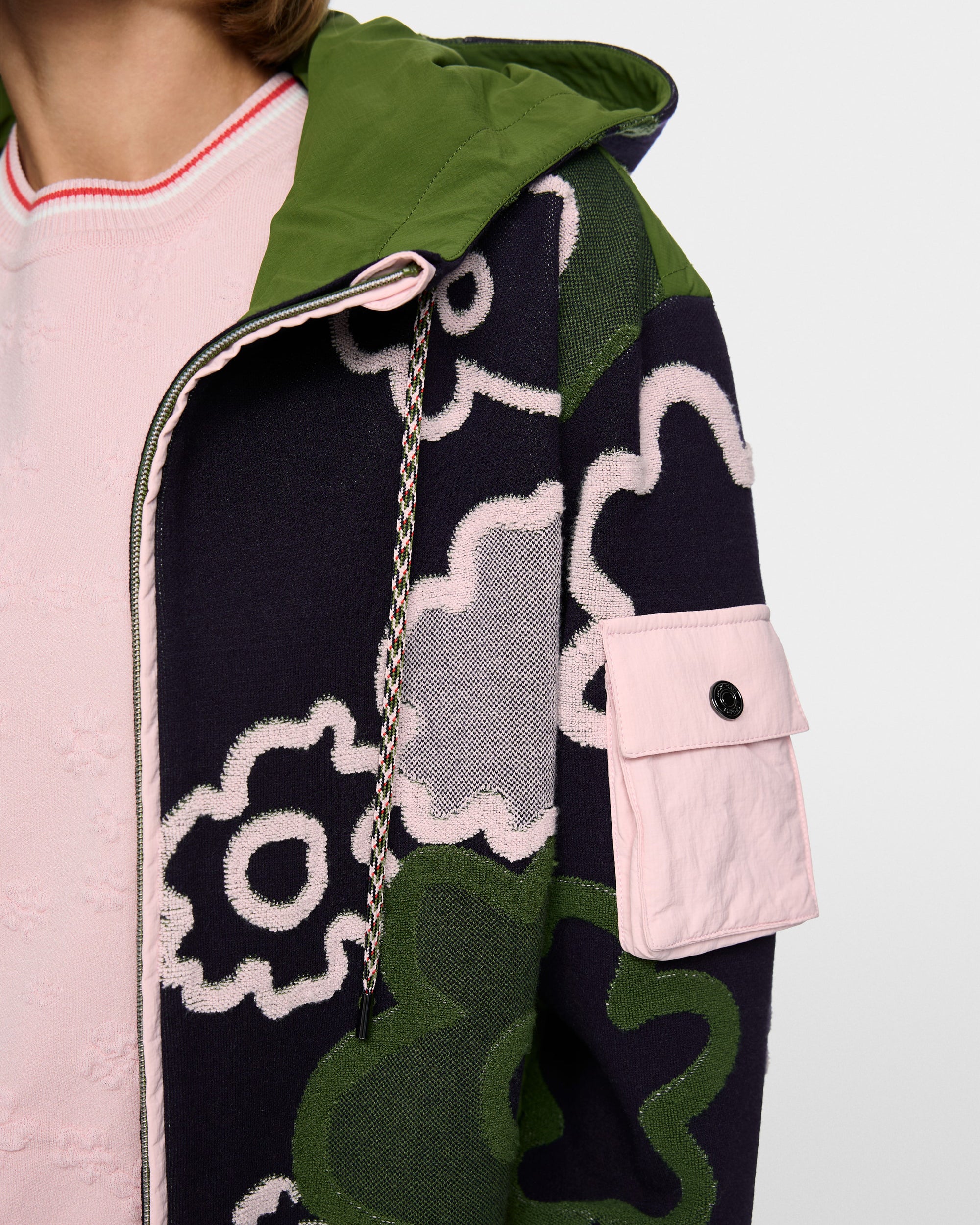 Jaquard Hooded Knit - Navy