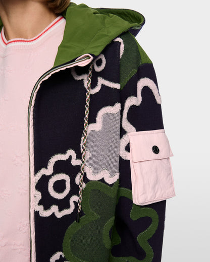 Jaquard Hooded Knit - Navy