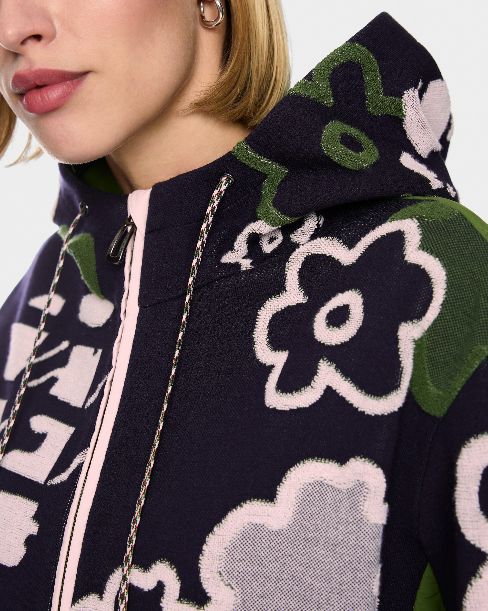 Jaquard Hooded Knit - Navy