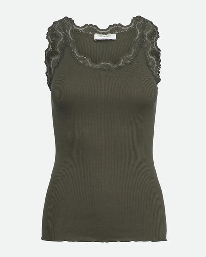 Babette Sleeveless U-Neck Long Lace Top - Forest Night