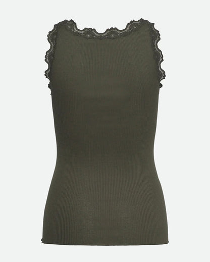 Babette Sleeveless U-Neck Long Lace Top - Forest Night