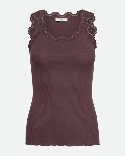 Babette Sleeveless U-Neck Long Lace Top - Fudge