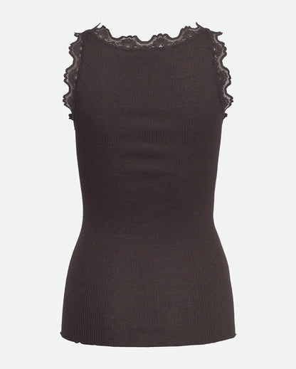 Babette Sleeveless U-Neck Long Lace Top - Ganache