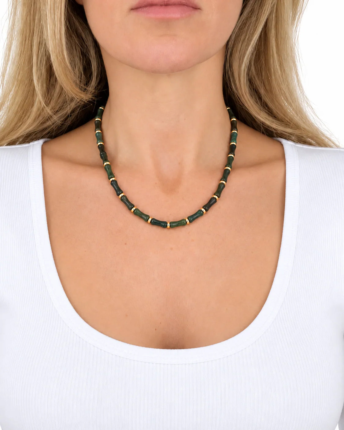 Bamboo Necklace With Charm - African Jade