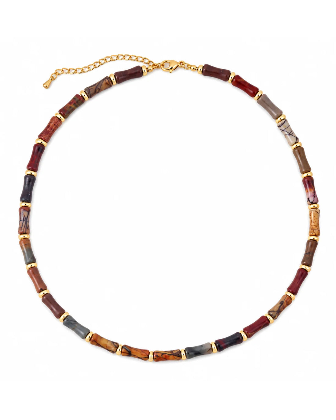 Bamboo Necklace With Charm - Picasso Jasper